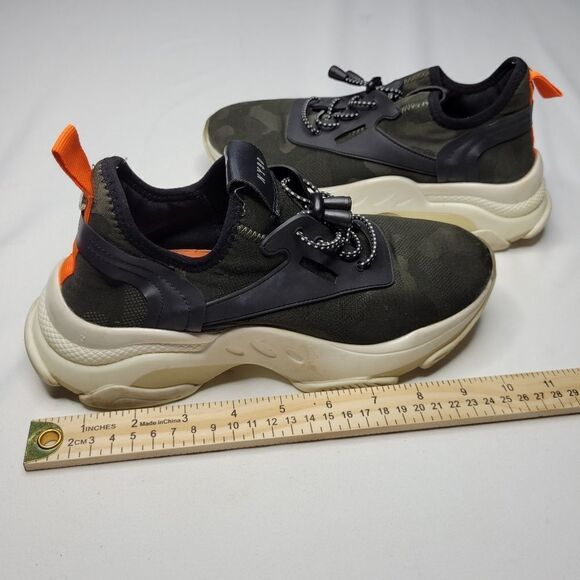 8.5 STEVE MADDEN Myles BLACK ORANGE CAMO TOGGLE CINCH TIE SNEAKER TENNIS SHOES 8 - Picture 10 of 10